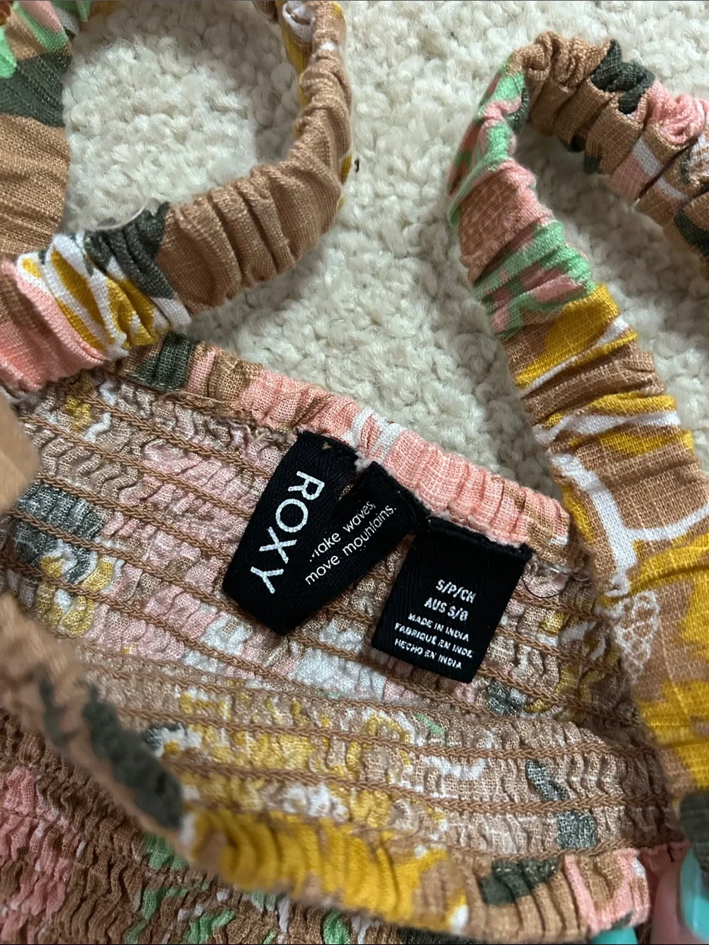 Roxy Floral Maxi Sundress in Brown with Pink & Yellow Blooms - Picture 2 of 3